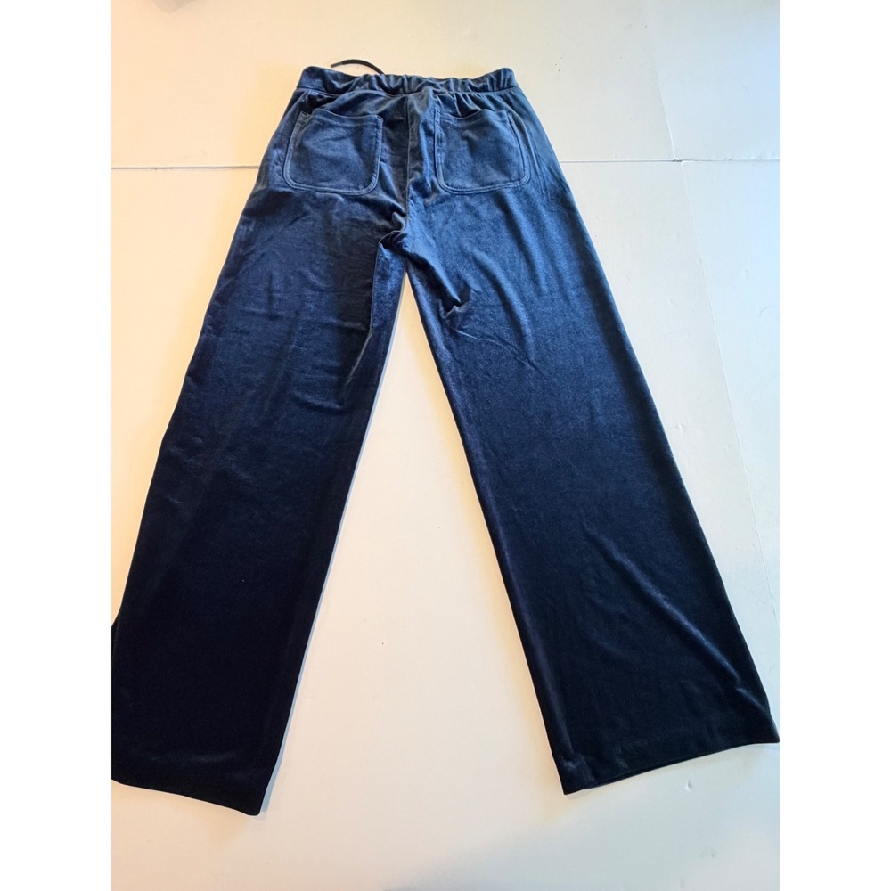 Liverpool Los Angeles Navy Blue Velvet Tracksuit Zip Hoodie Wide Leg Pants Set S - Picture 6 of 13